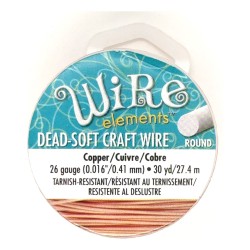 BeadSmith 26ga Round Natural Copper Wire with Anti Tarnish Coating - 27 Metres