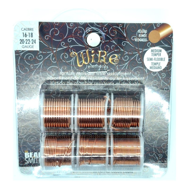 BeadSmith Round Natural Copper Wire with Anti Tarnish Coating - Sample Pack