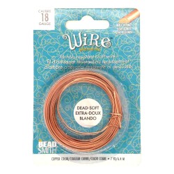 BeadSmith 18ga Half Round Natural Copper Wire with Anti Tarnish Coating - 6.4 Metres