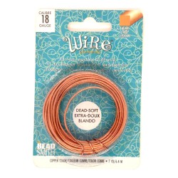 BeadSmith 18ga Square Natural Copper Wire with Anti Tarnish Coating - 6.4 Metres