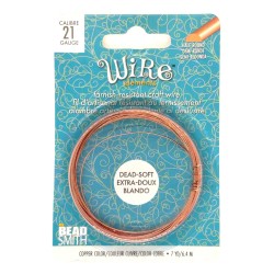 BeadSmith 21ga Half Round Natural Copper Wire with Anti Tarnish Coating - 6.4 Metres